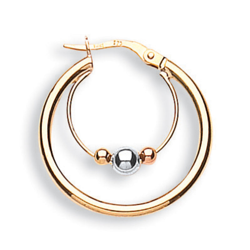 9ct Yellow, White & Rose Gold 25mm Fancy Hoop Earrings