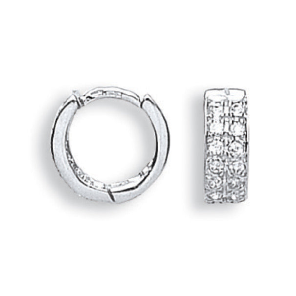 9ct White Gold Cubic Zirconia Huggies