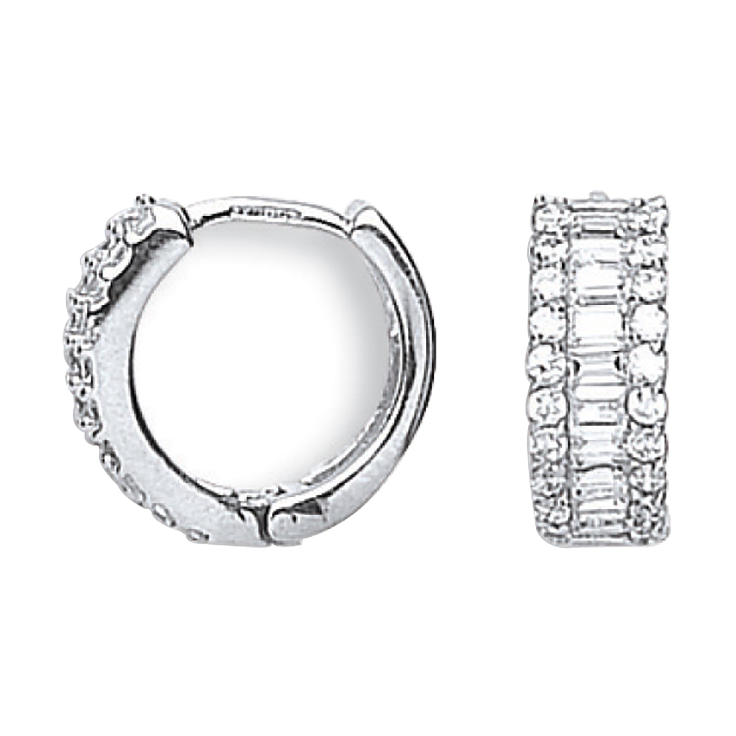 9ct White Gold Cubic Zirconia Huggies