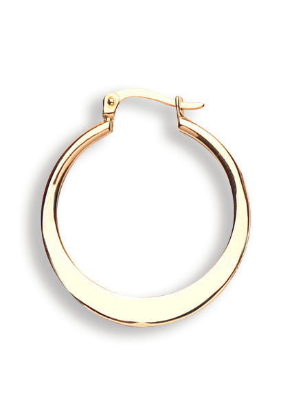 9ct Yellow Gold Flat Round 26mm Hoop Earrings