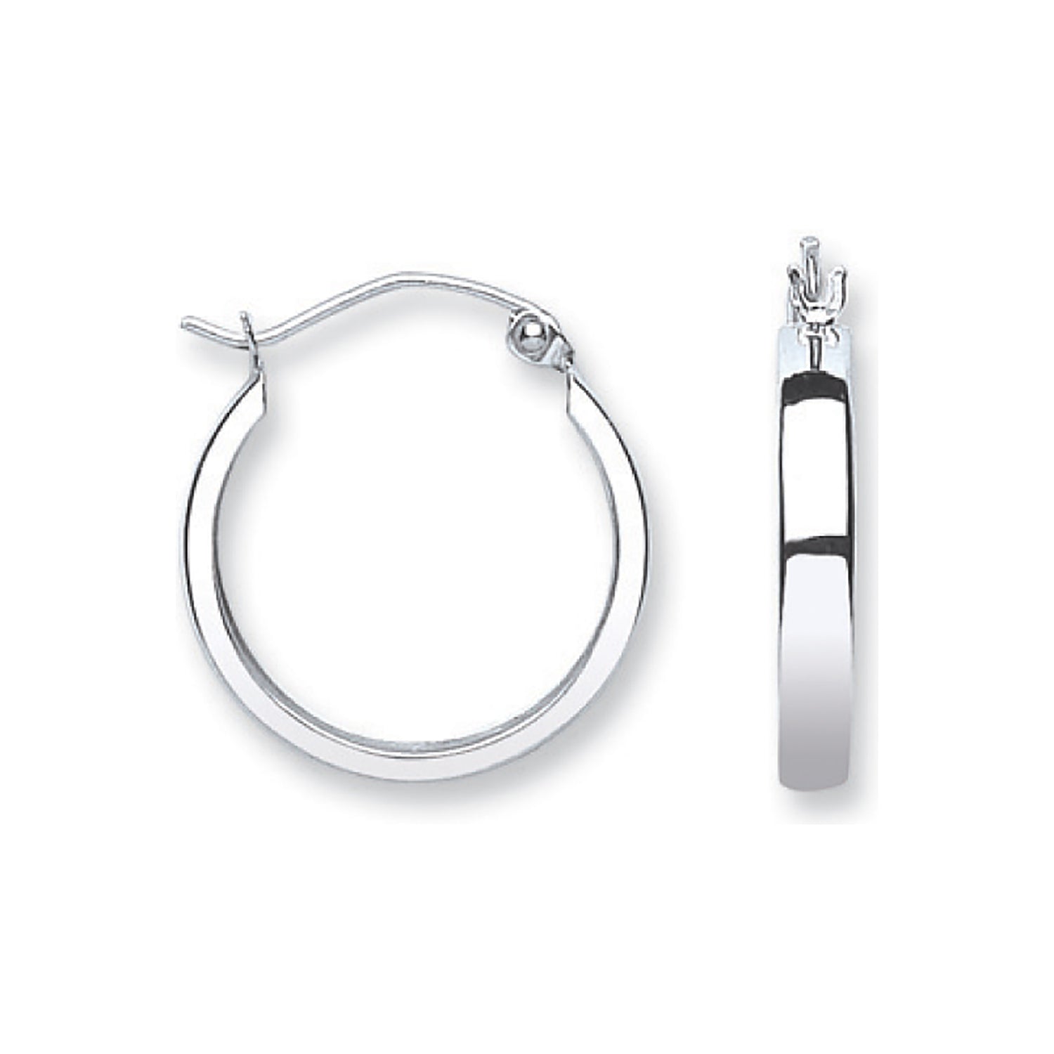 9ct White Gold 18mm Hoop Earrings