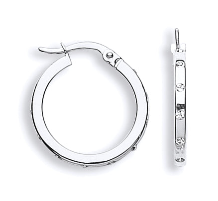 9ct White Gold 20mm Cubic Zirconia Hoop Earrings