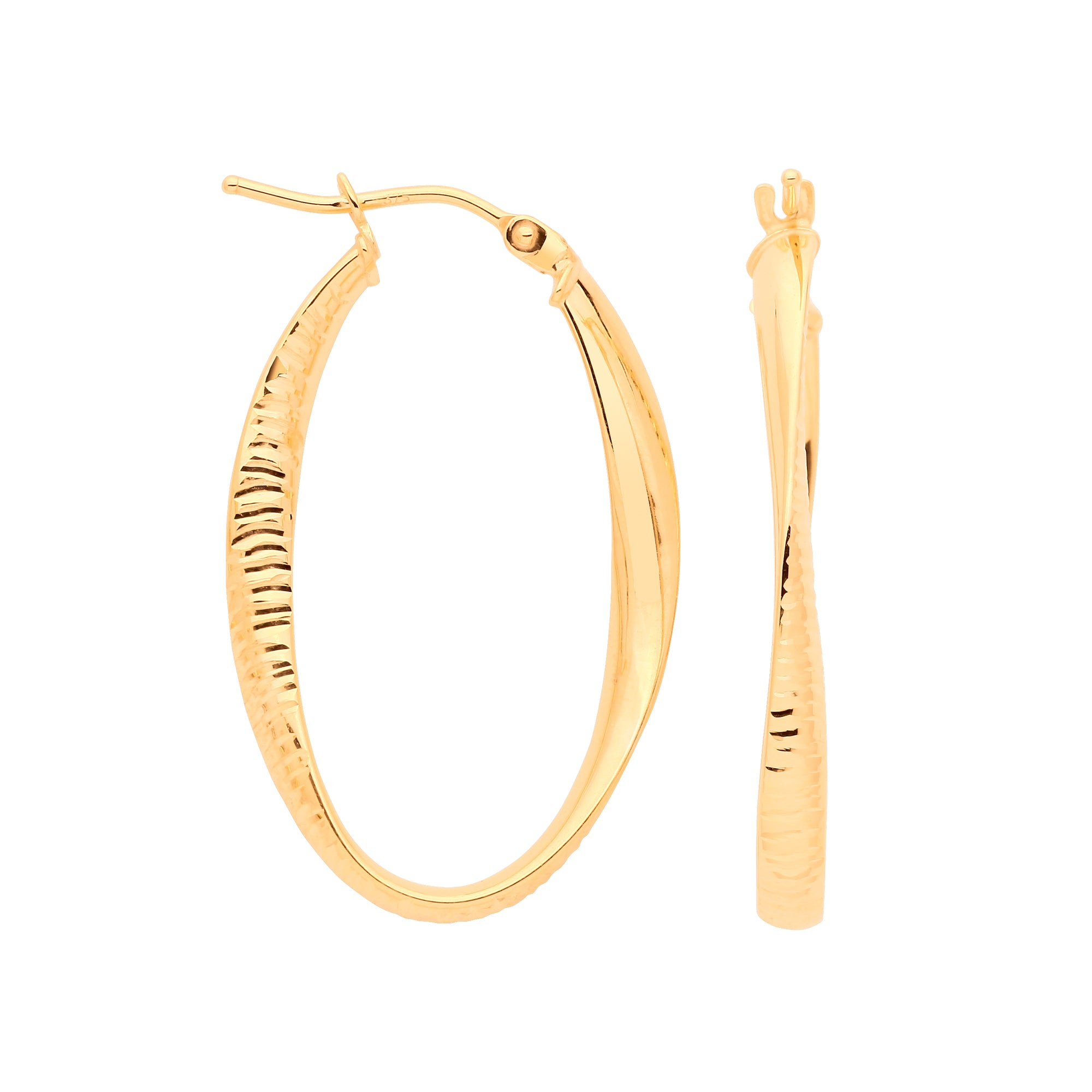 9ct Yellow Gold Oval Twist Ribbed & Plain