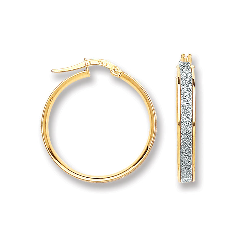 9ct Yellow Gold Glitter Hoop 22mm Earrings