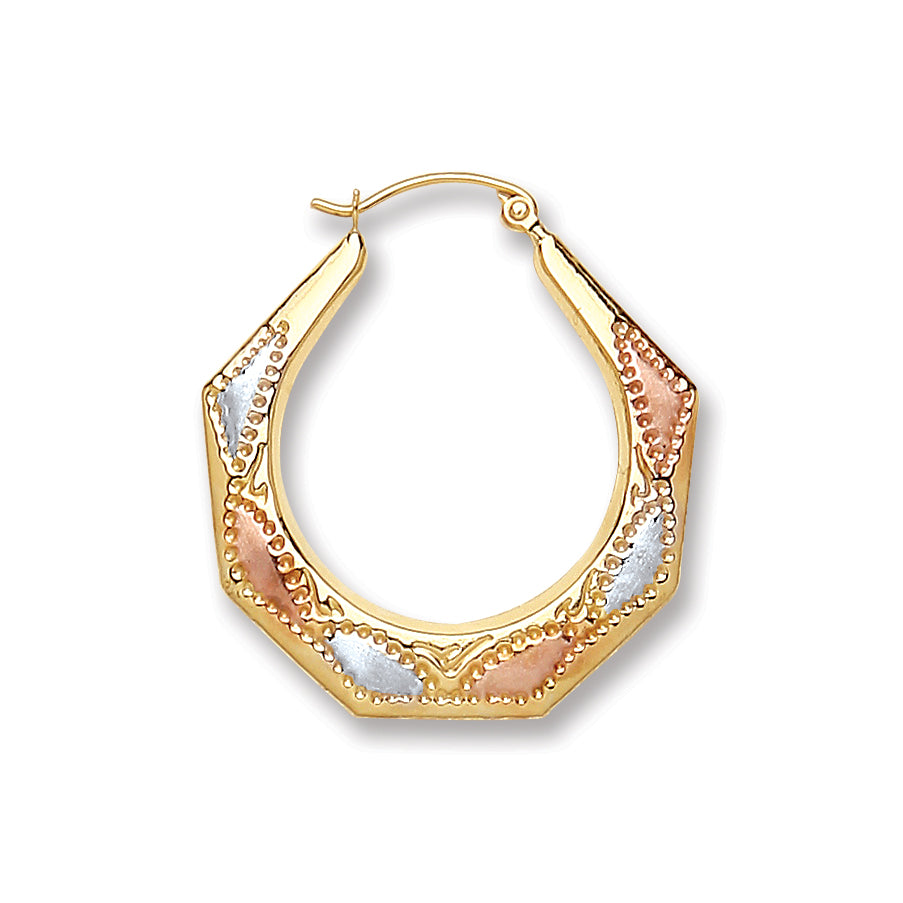 Yellow, White & Rose Gold 27.6mm Gold Hoop Earrings