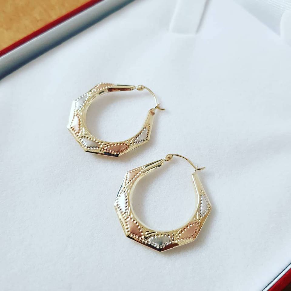 Yellow, White & Rose Gold 27.6mm Gold Hoop Earrings