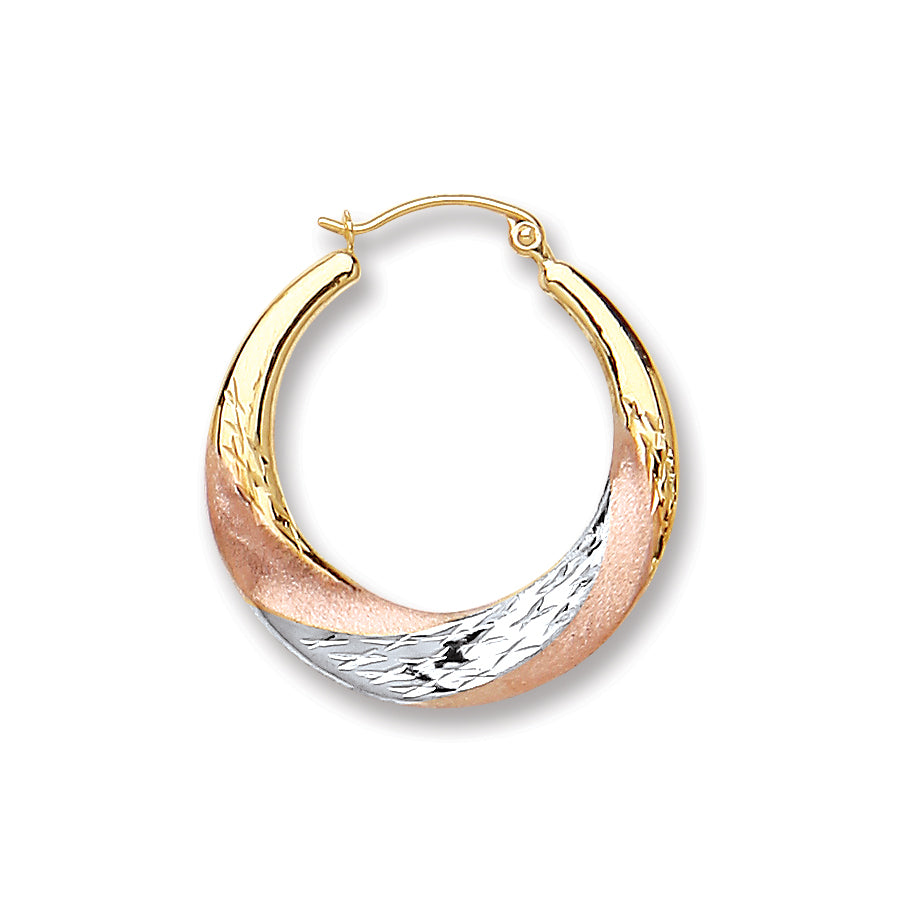 Yellow, White, Rose Gold 25mm Hoop Earrings