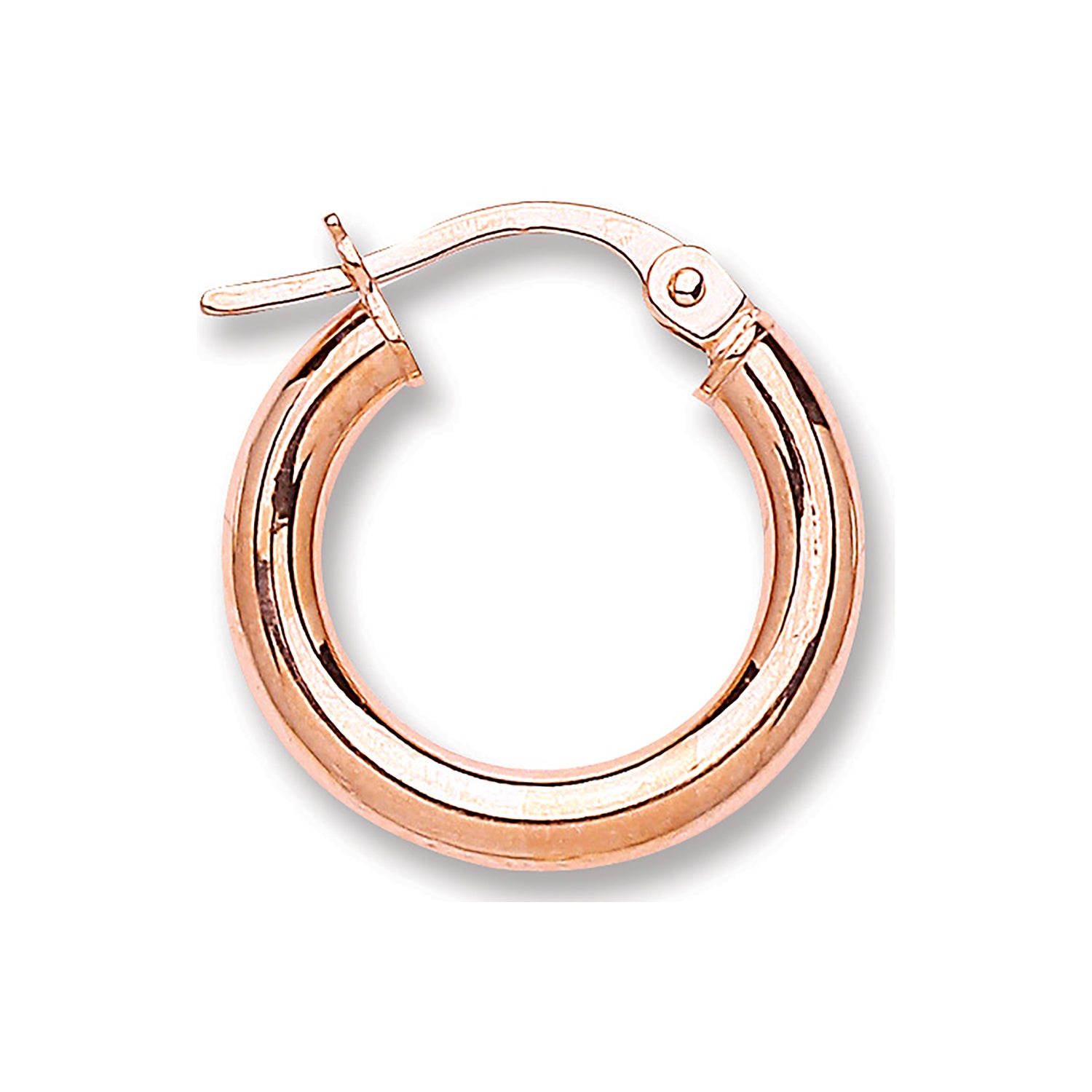 9ct Rose Gold 15mm Round Tube Hoop Earrings