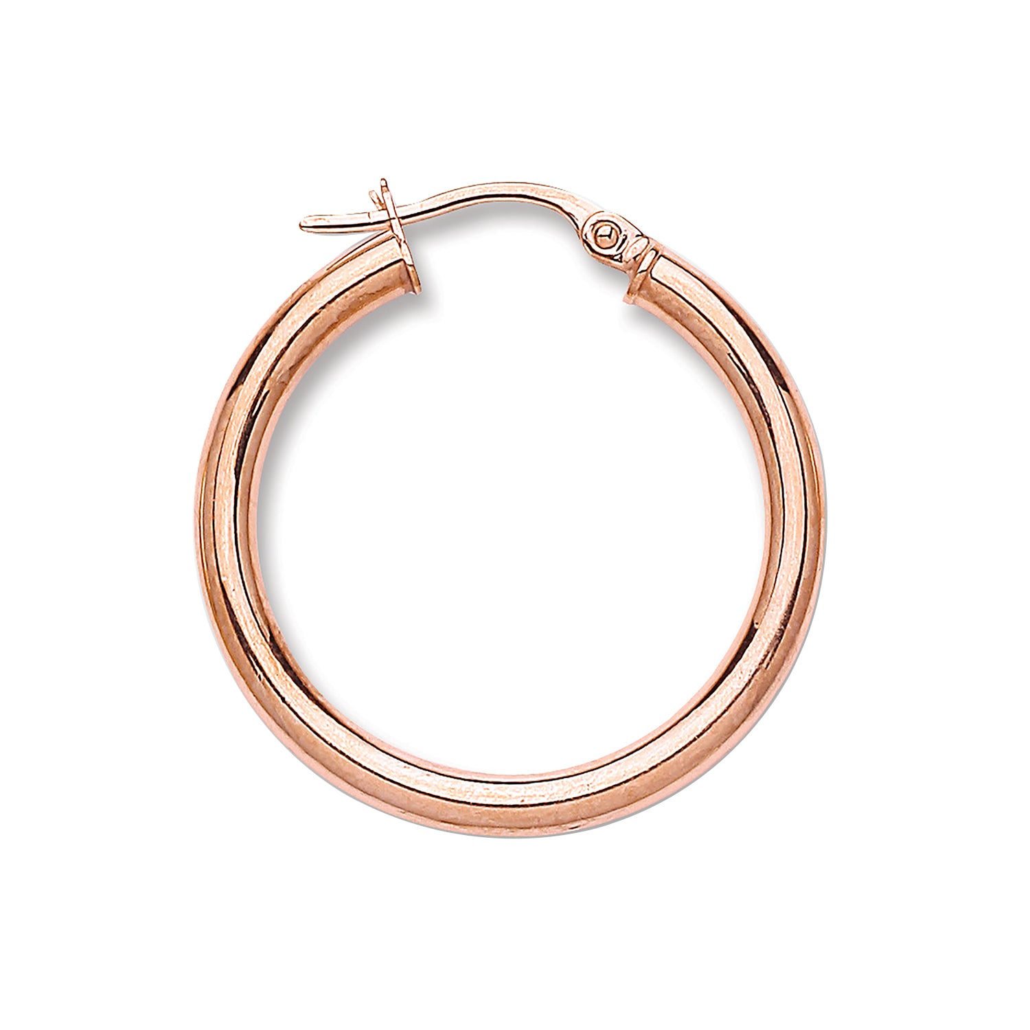 Rose Gold 25mm Round Tube Hoop Earrings