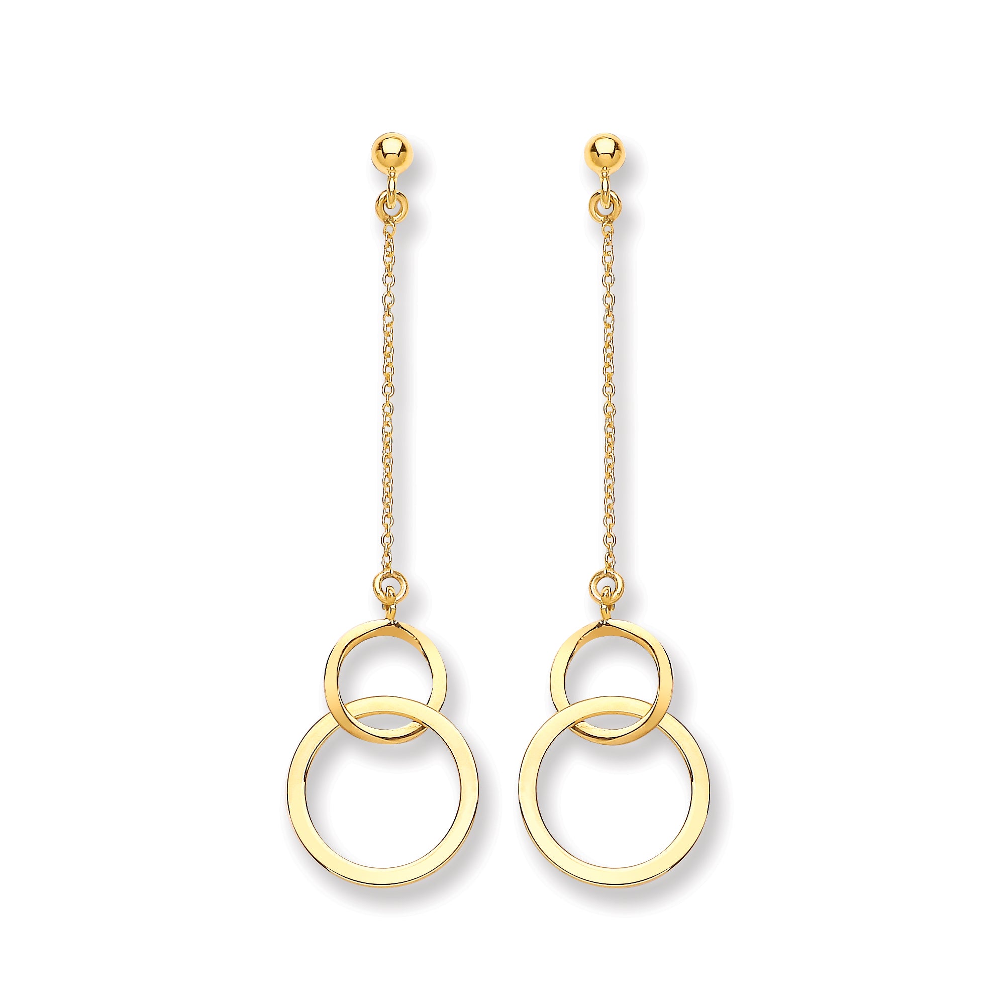 9ct Yellow Gold Circle Drop Earrings