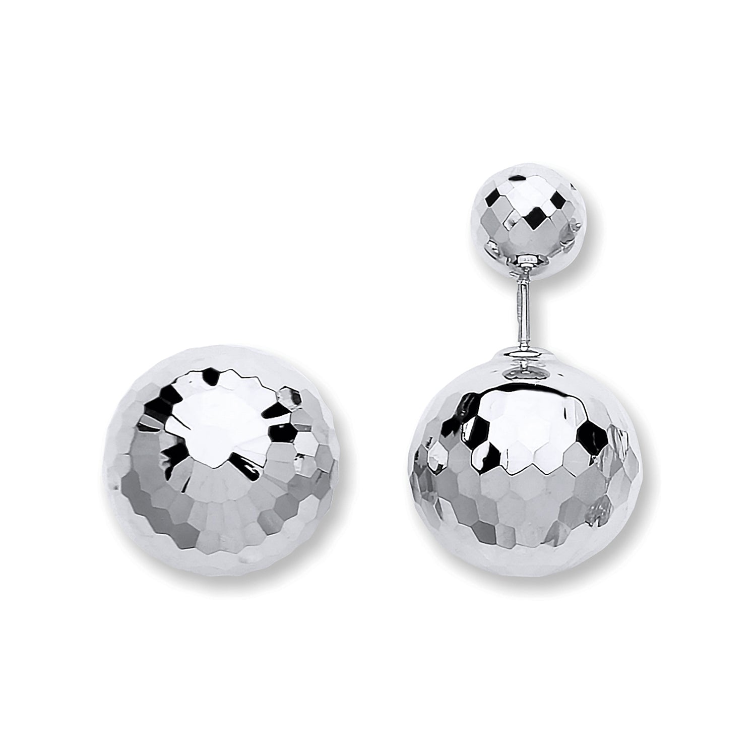 9ct White Gold Disco Ball Screw Back Earrings