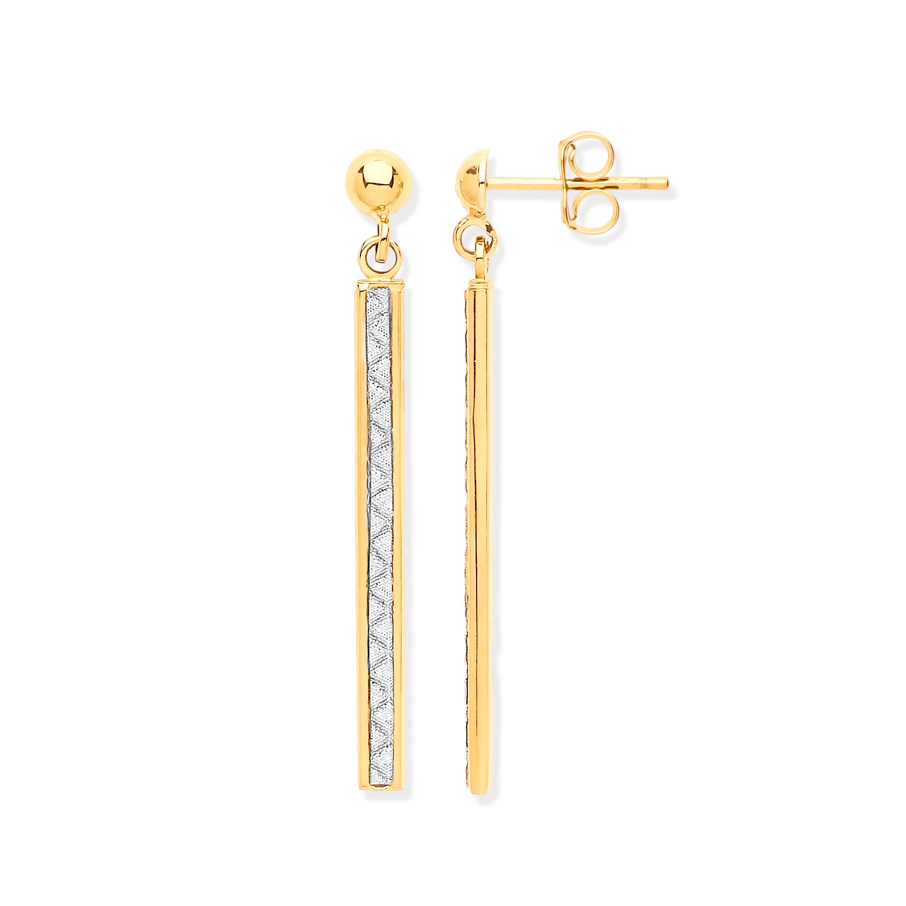 9ct Yellow Gold Drop Moondust Earrings