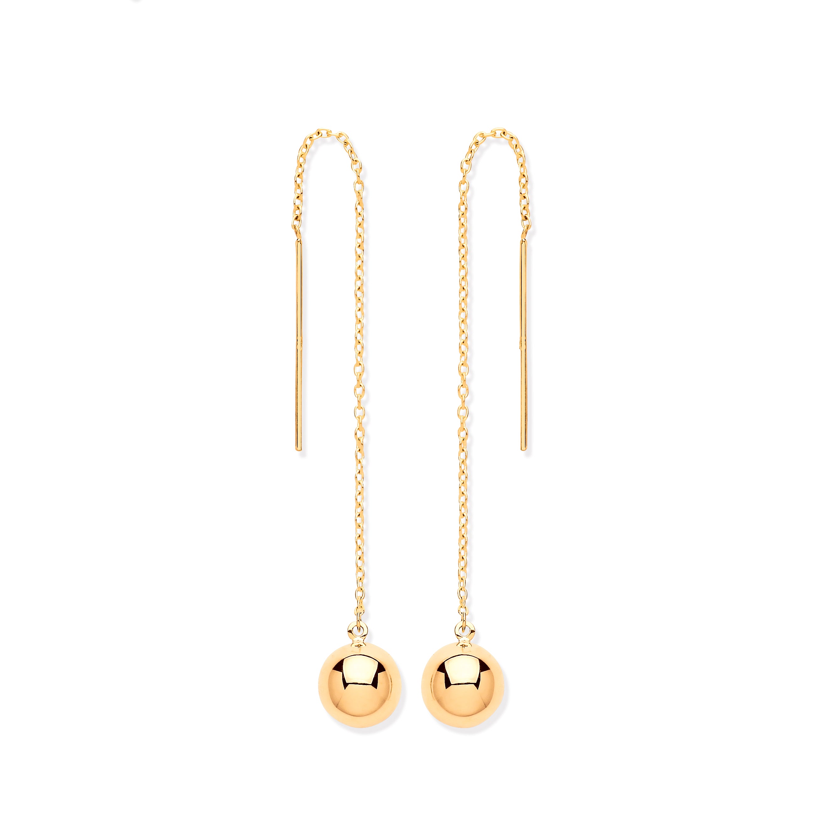 9ct Yellow Gold Ball Chain Threader Earrings