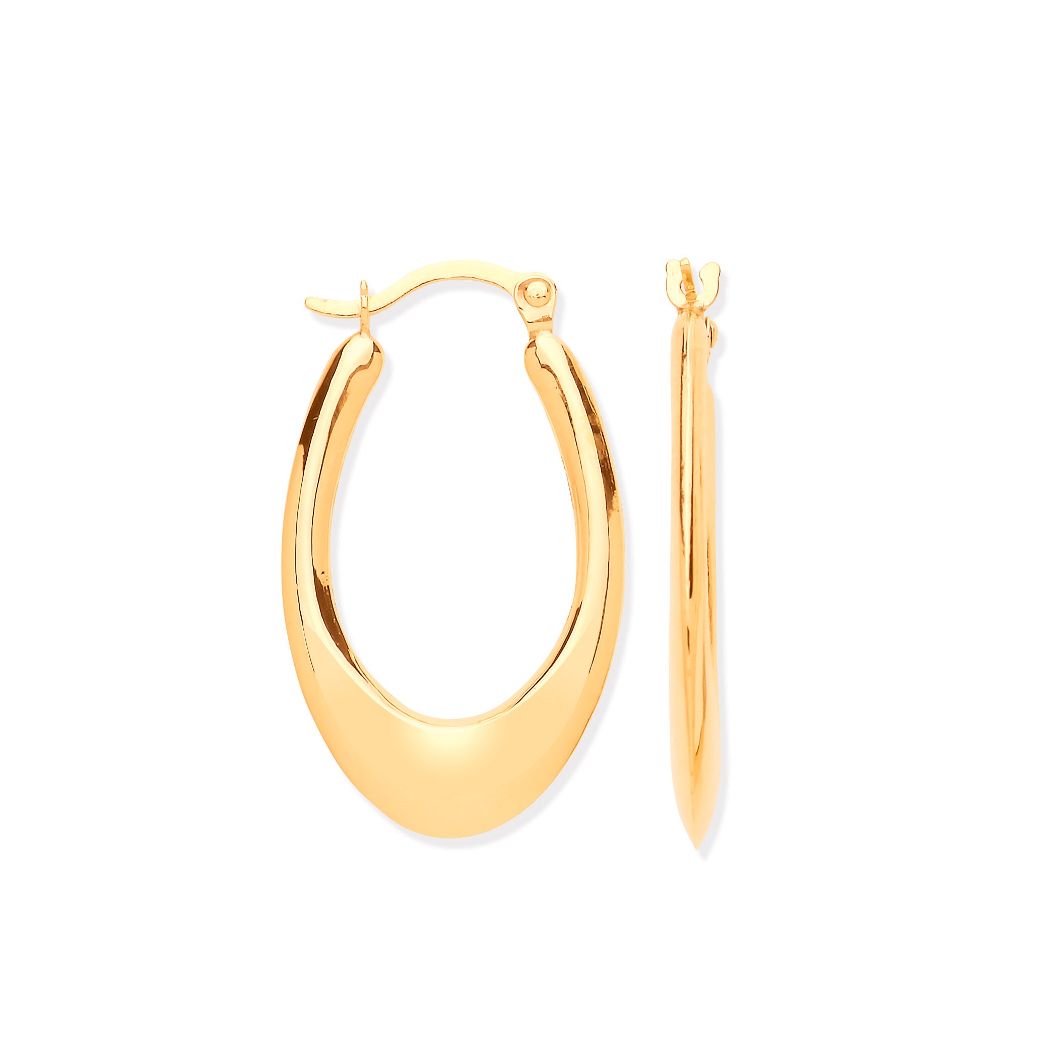 9ct Yellow Gold 24mm Plain Tube Earrings