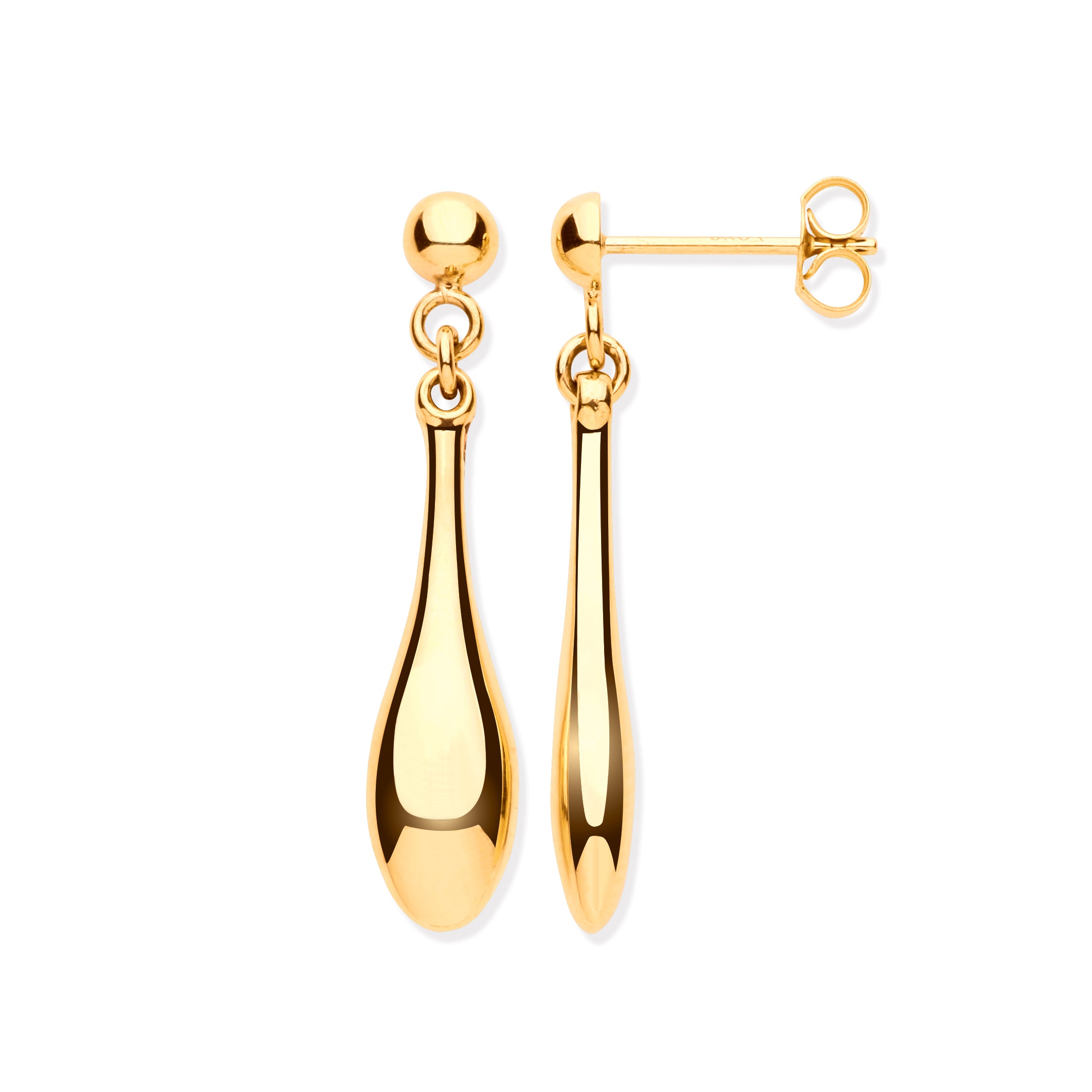 9ct Yellow Gold Hollow Drop Earrings