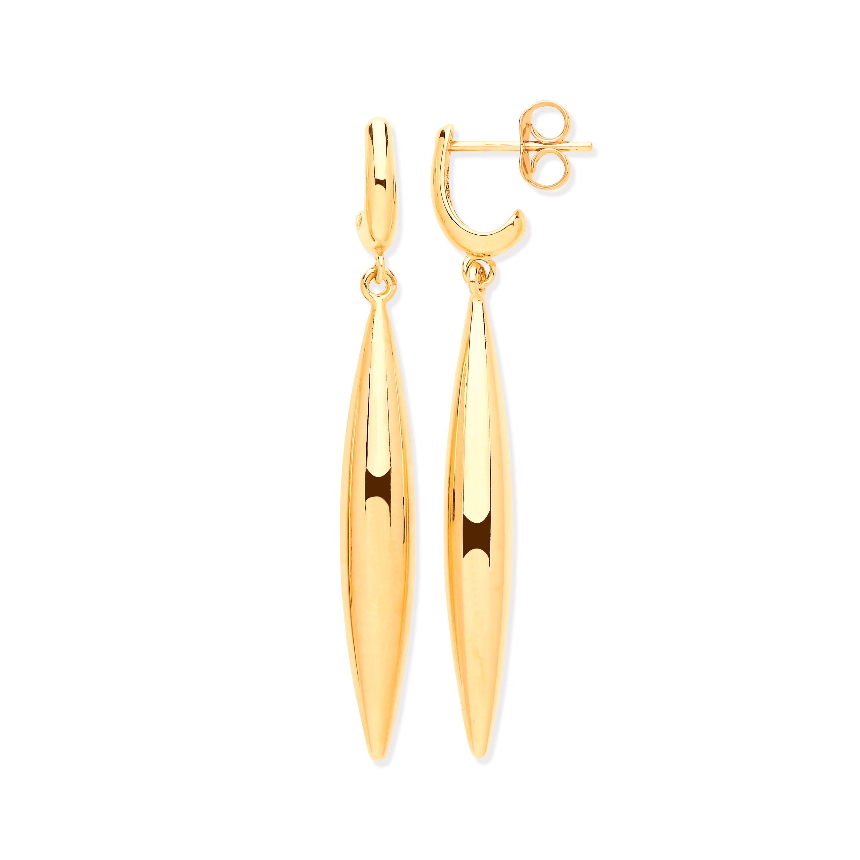 9ct Yellow Gold Hollow Drop Earrings