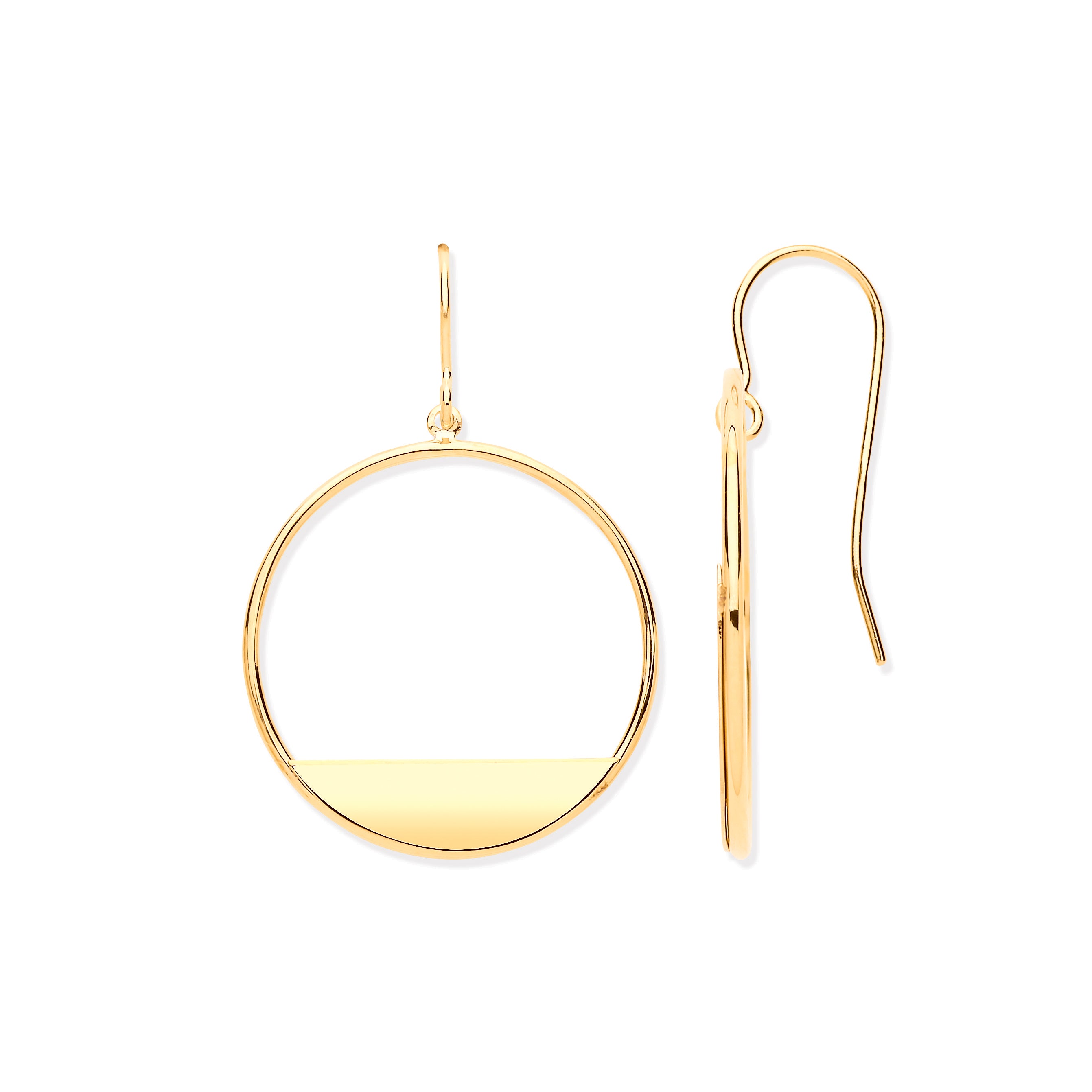 9ct Yellow Gold Circle Drop Earrings