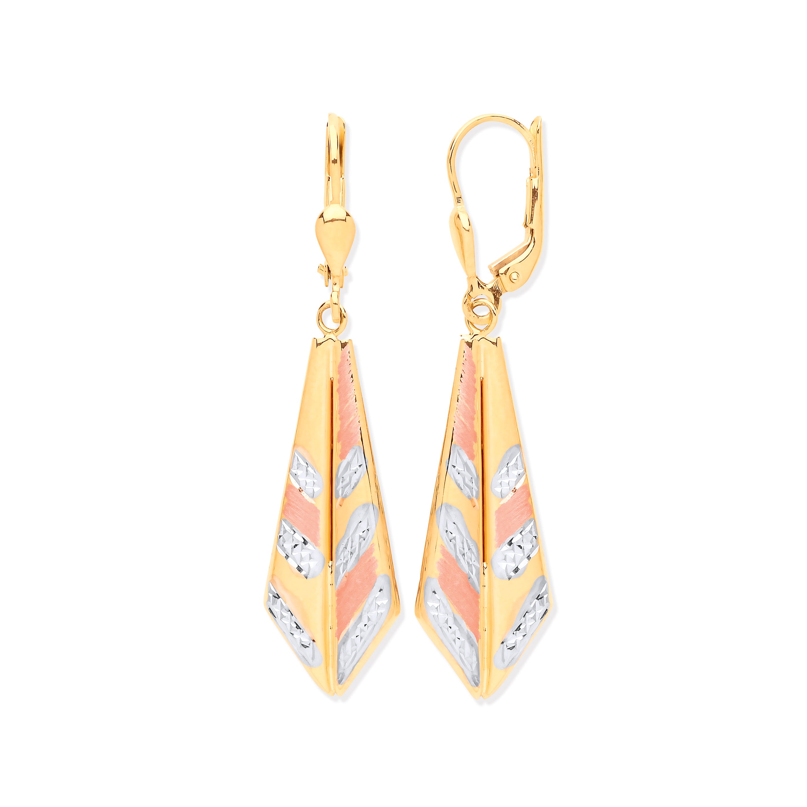 9ct White & Yellow Gold Drop Earrings