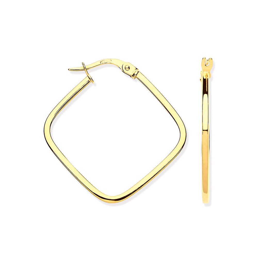 9ct Yellow Gold Square Hoop Earrings