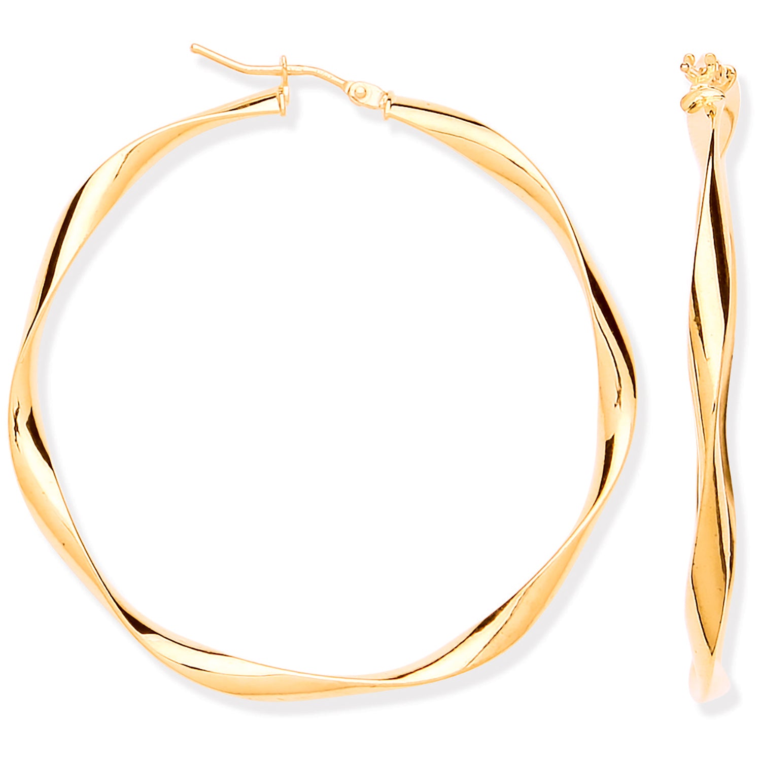 9ct Yellow Gold 45mm Twist Hoop Earrings