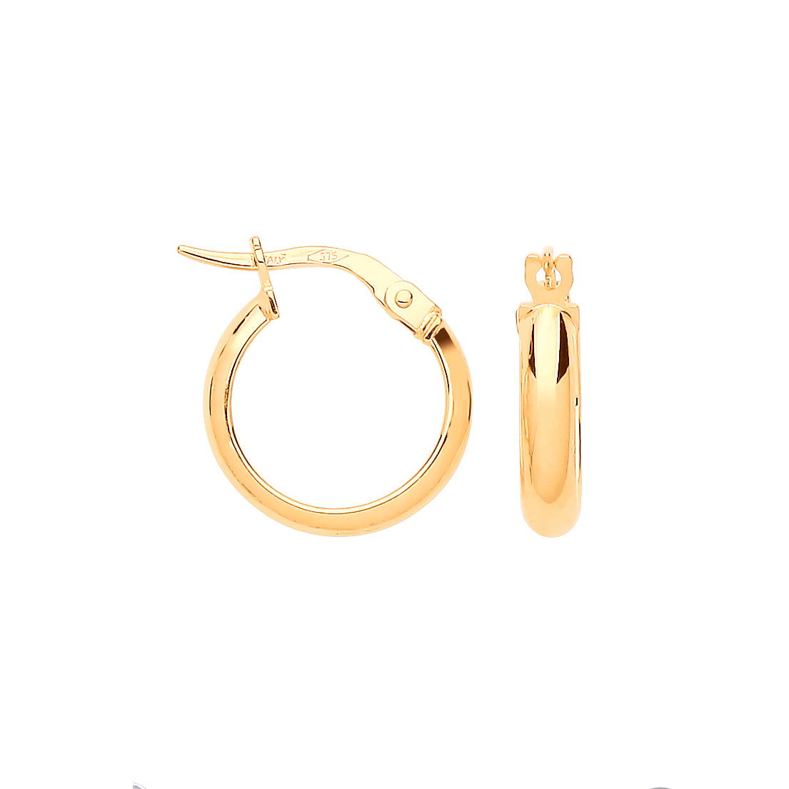 9ct Yellow Gold 14mm Hoop Earrings