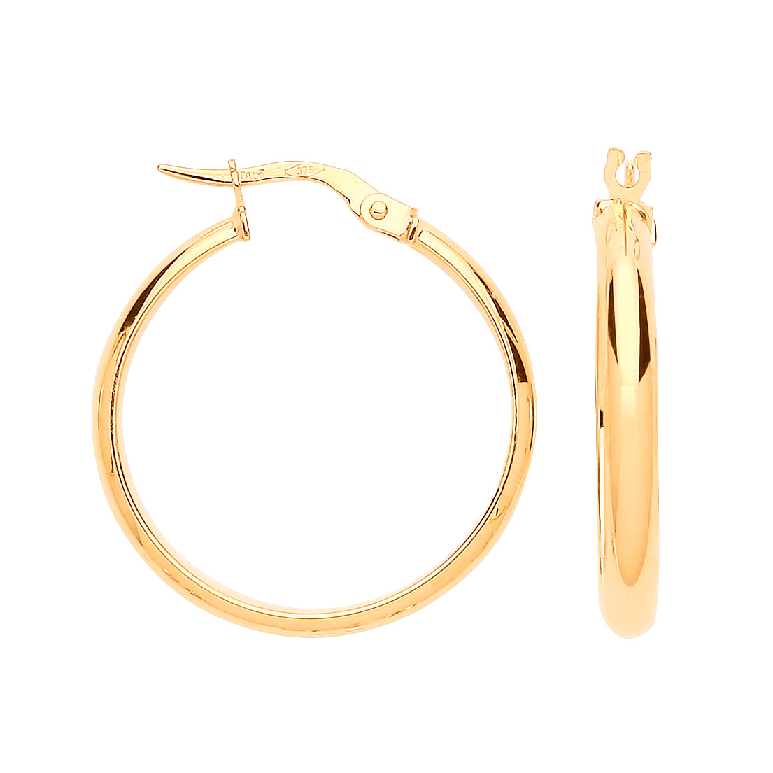 9ct Yellow Gold 24mm Hoop Earrings