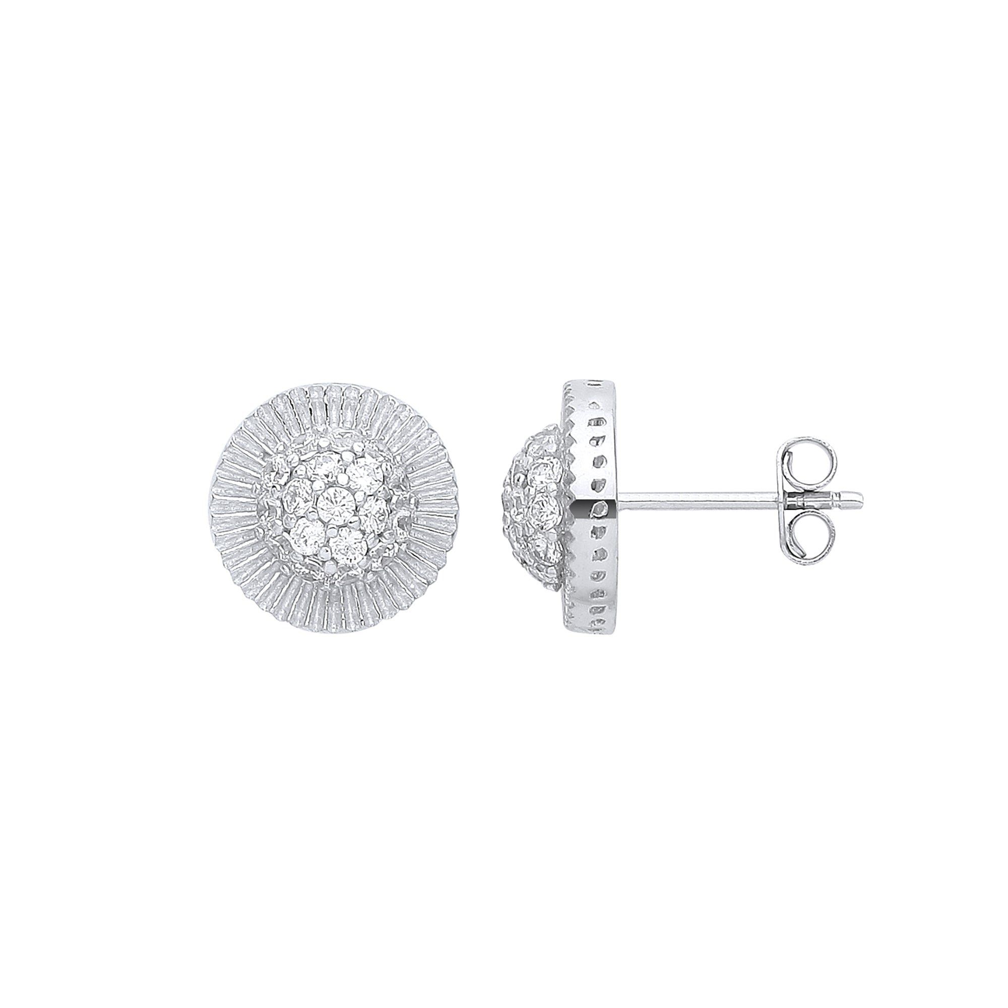 9ct White Gold Cubic Zirconia Round 11mm Stud Earrings