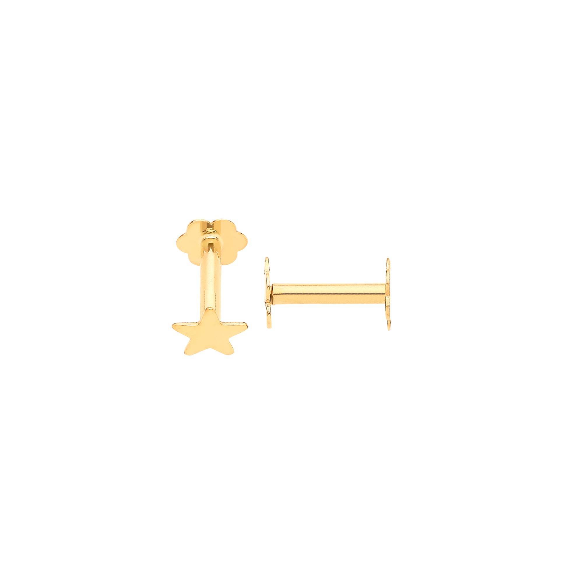 9ct Yellow Gold Star Screw Ear Cartilage Single Stud