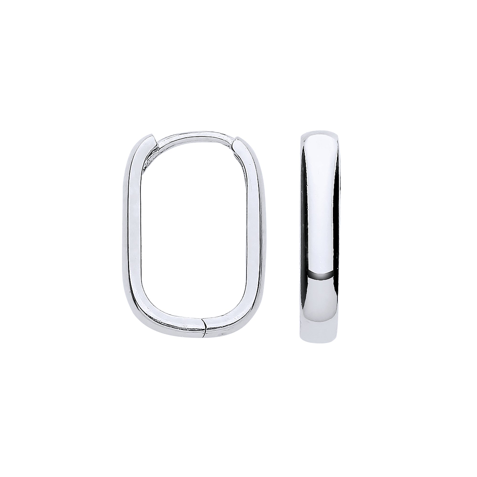 9ct White Gold Plain Rectangle Hinged Huggies