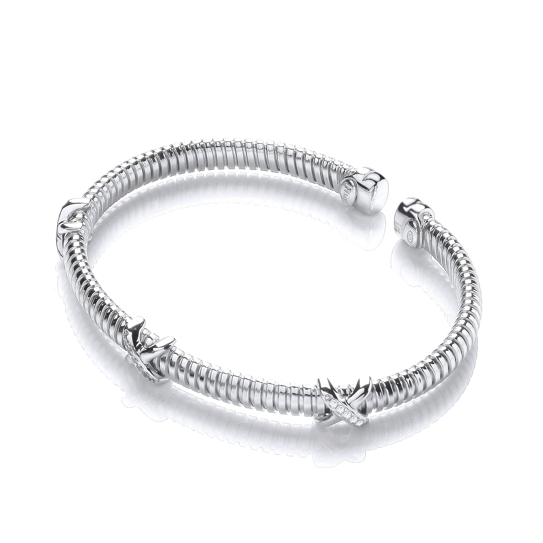 Torque Kisses Cz Wire Bangle