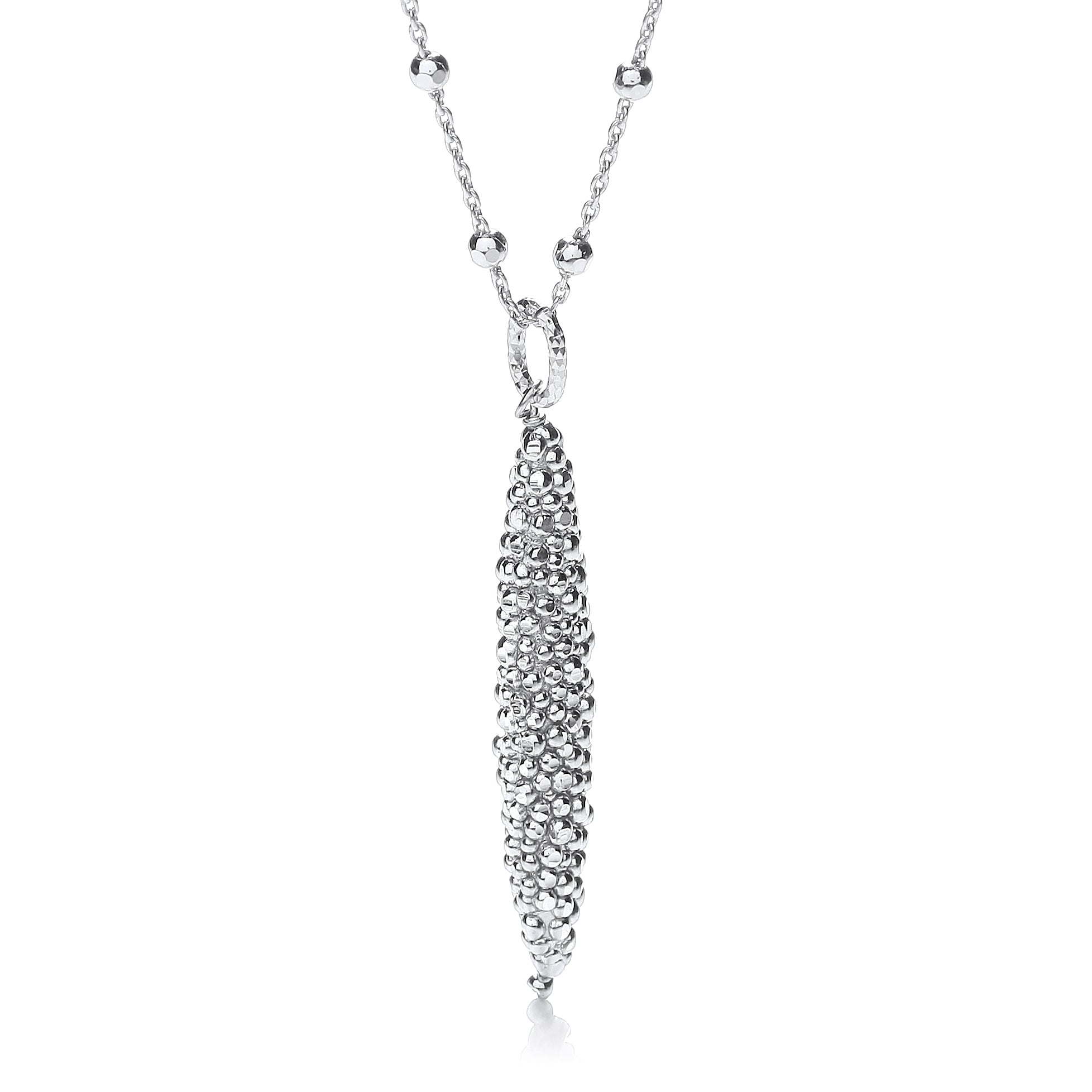 925 Sterling Silver Corn Shape Grain Finish Necklace 17"/43cm J-Jaz