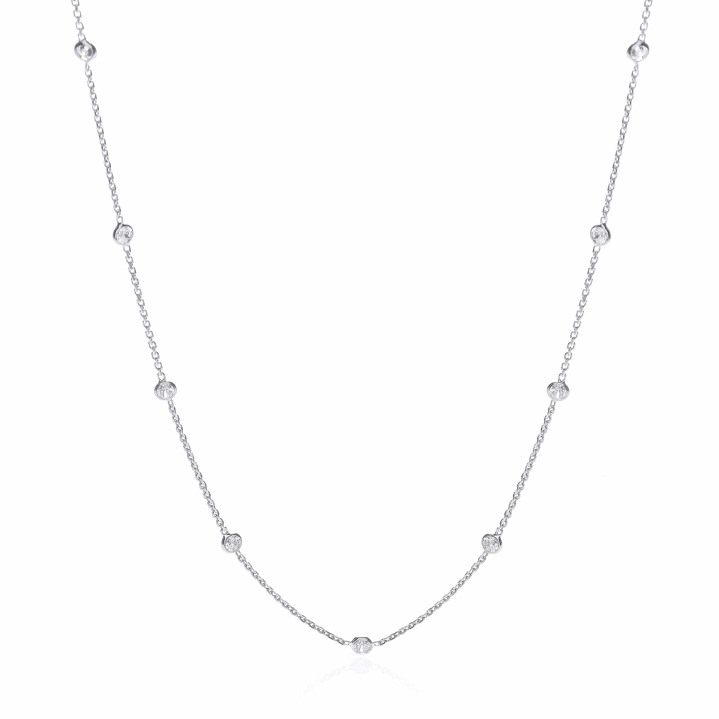 925 Sterling Silver Rubover 11 Cz's Necklace 18"