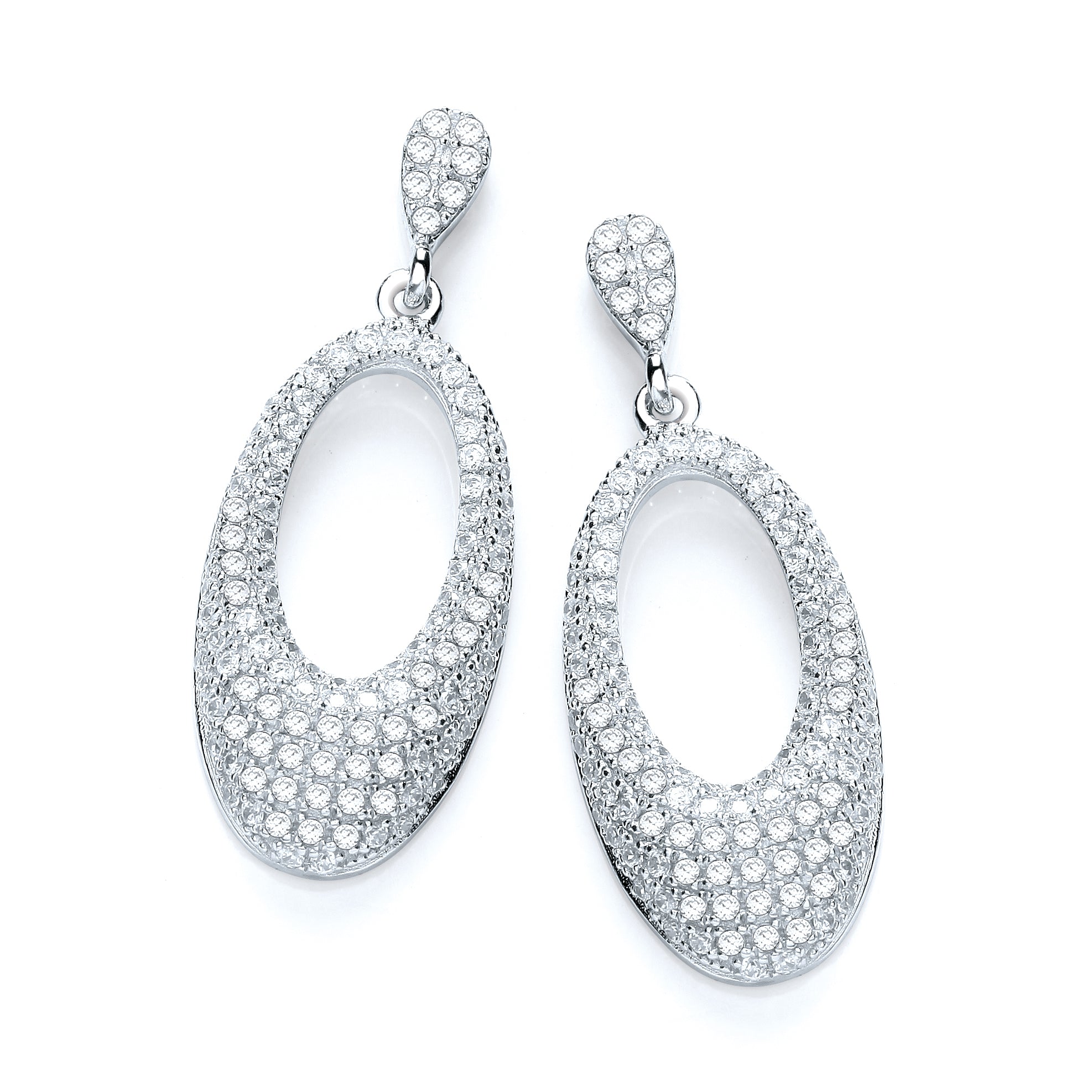 925 Sterling Silver Micro Pave' Fancy Drop Earrings J-Jaz