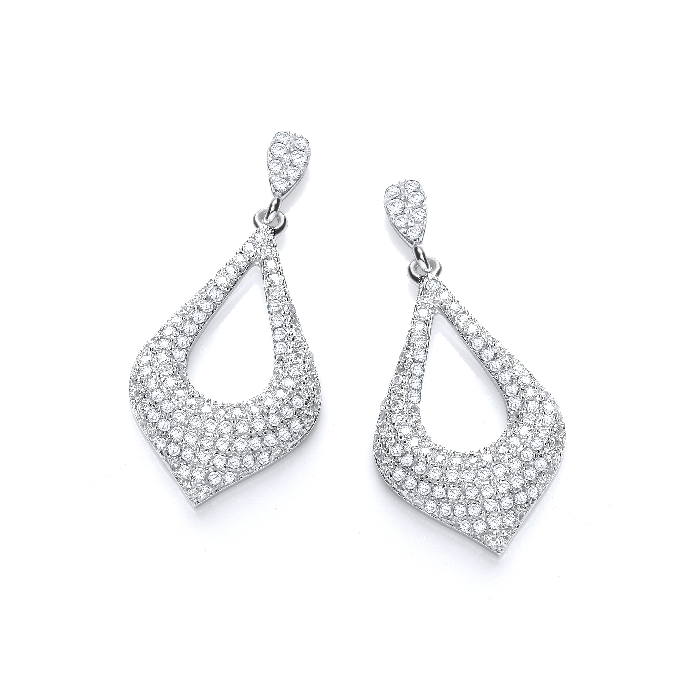 925 Sterling Silver Micro Pave' Fancy Cz Drop Earrings