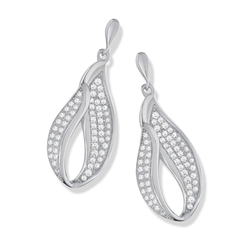 925 Sterling Silver Micro Pave Drop Cz Earrings