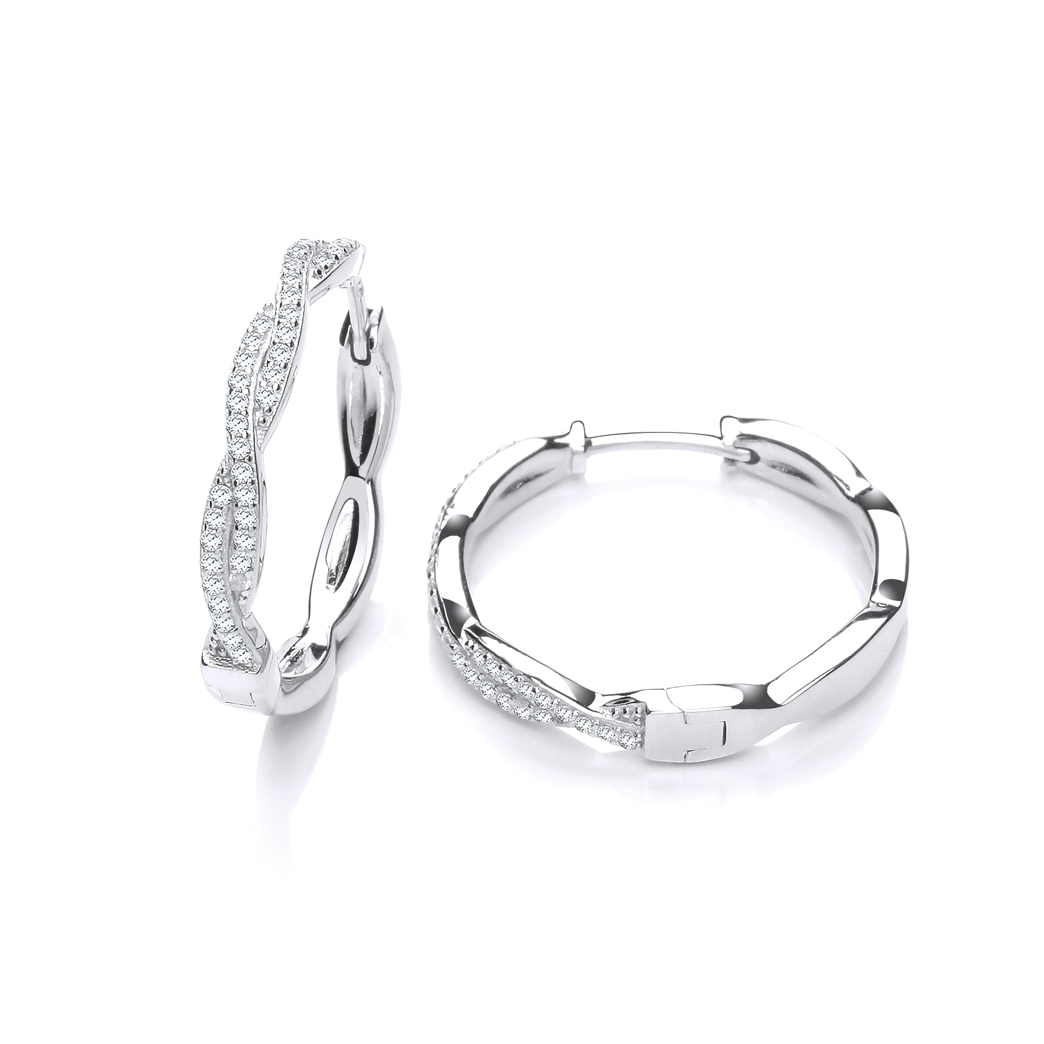 925 Sterling Silver 25mm Kiss Hoop Earrings - J Jaz