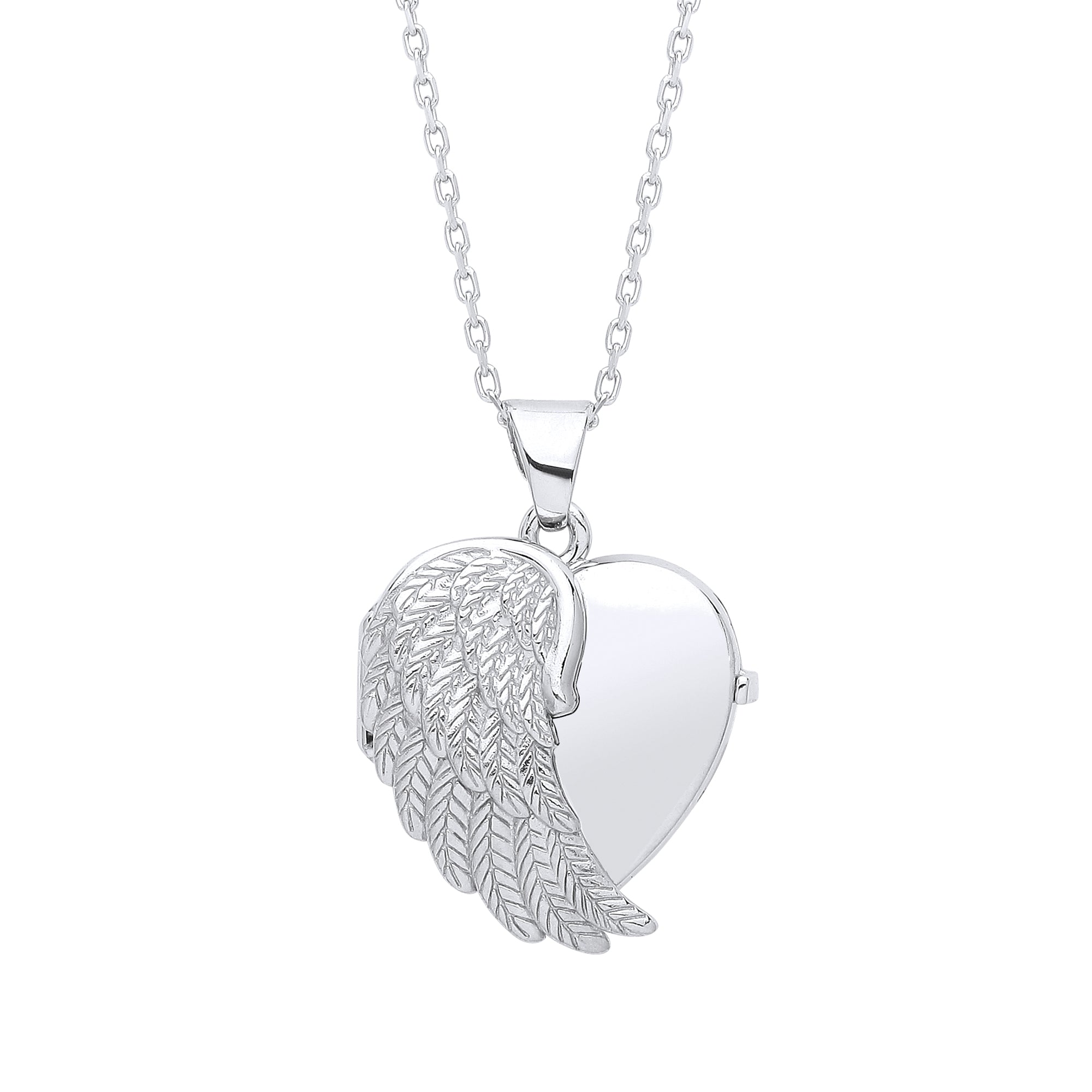 925 Sterling Silver Angel One Wing Silver Locket with 18" Chain J-Jaz