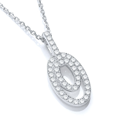 925 Sterling Silver Micro Pave' Fancy Pendant Cz with 18" Chain 1