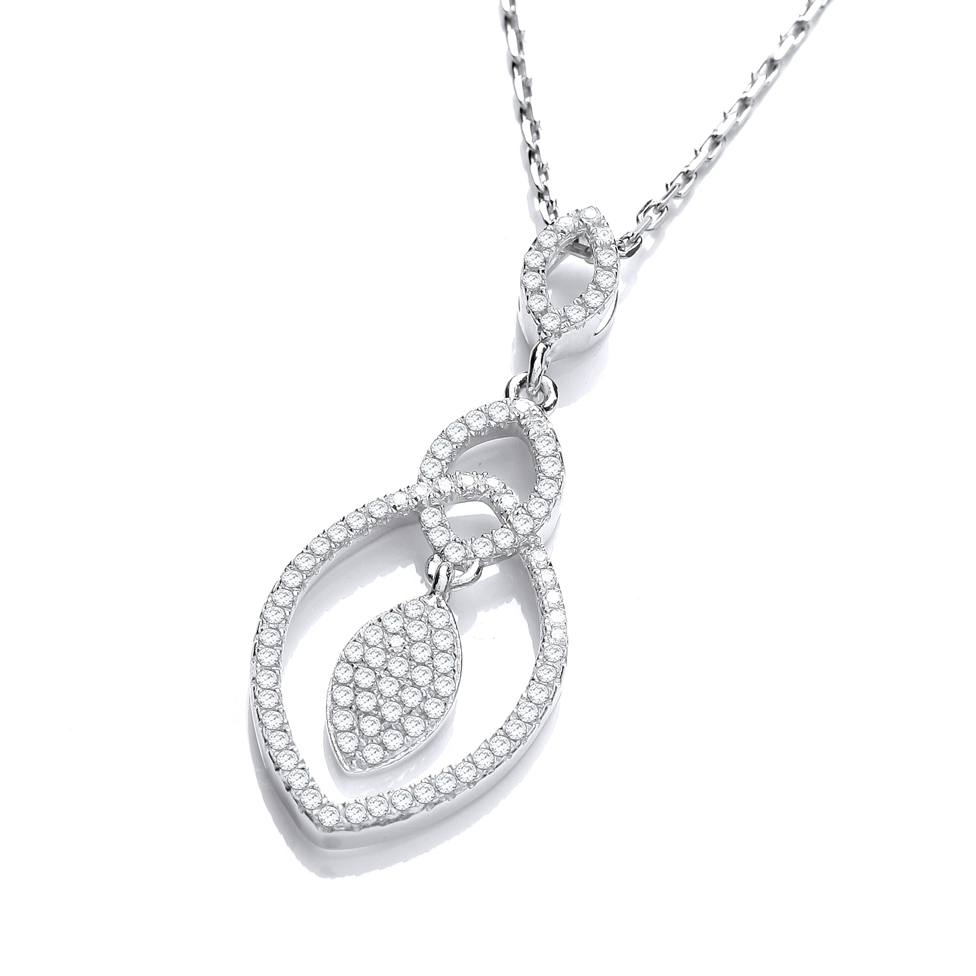 925 Sterling Silver Micro Pave' Tear Drop Pendant with 18" Chain J-Jaz