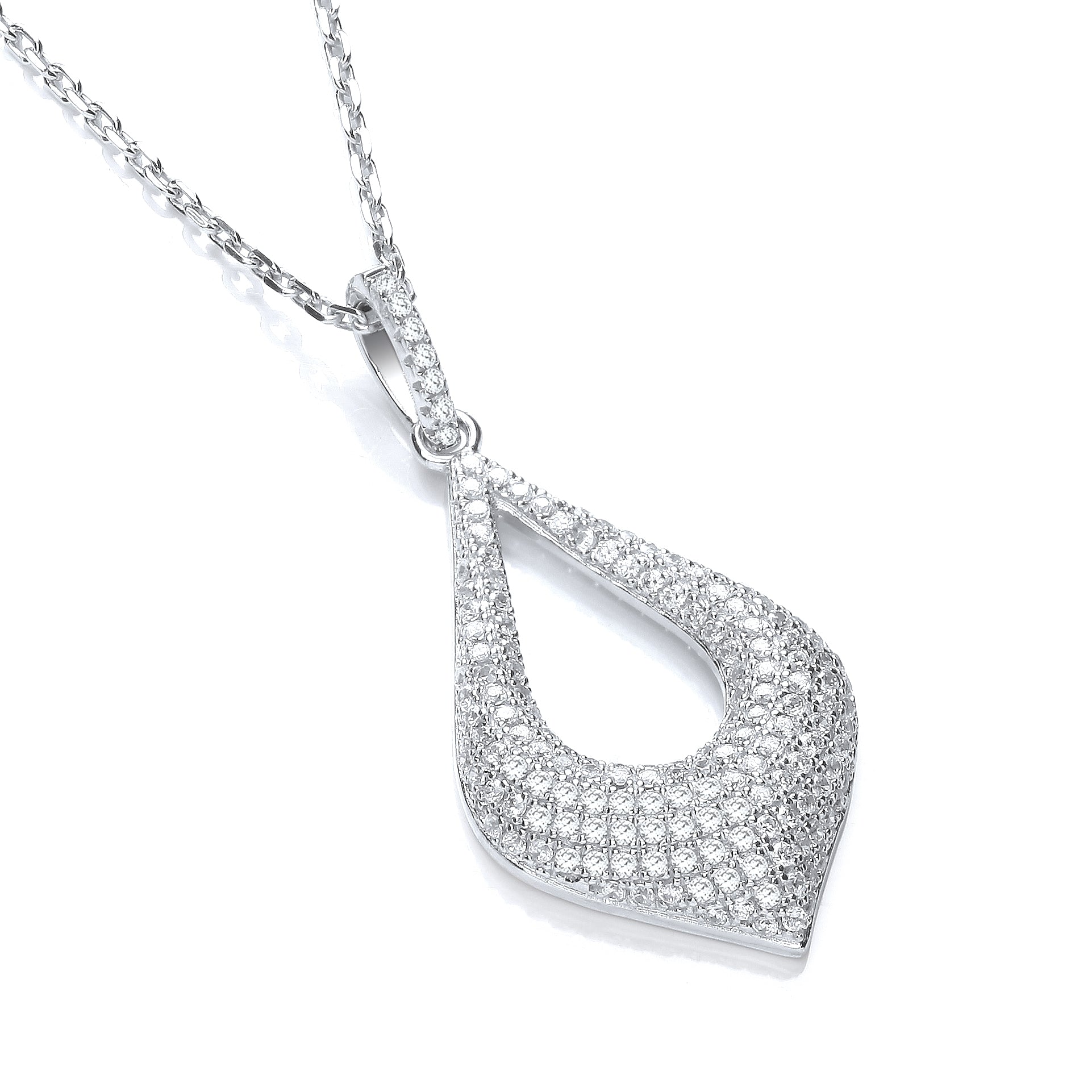 925 Sterling Silver Micro Pave' Fancy Pendant with 18" Chain J-Jaz