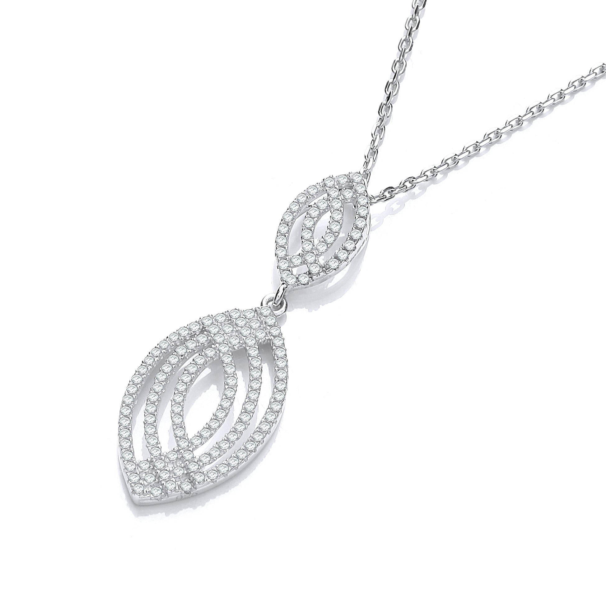 J-JAZ 925 Sterling Silver Micro Pave' Fancy Cz Pendant with 18" Chain