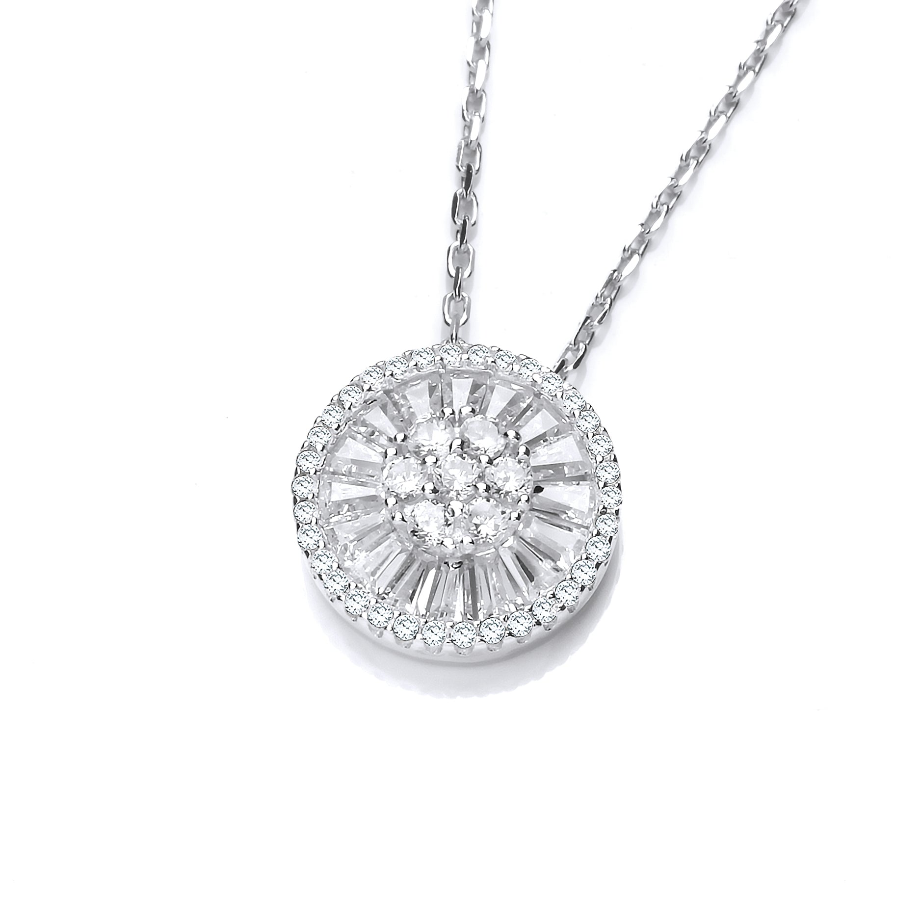 925 Sterling Silver Micro Pave Cz's Circle of Life Silver Pendant with 18" Chain