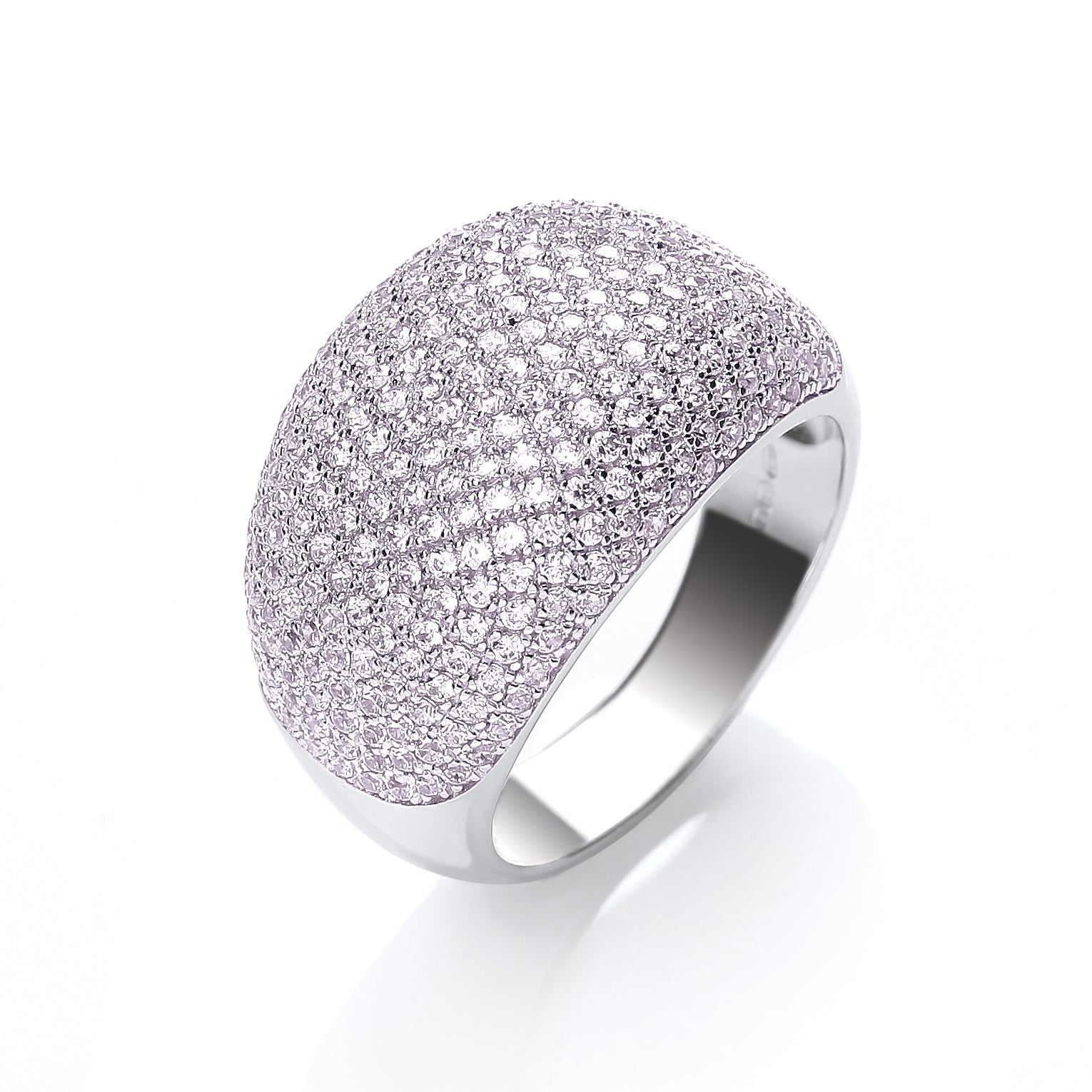 J-JAZ 925 Sterling Silver Micro Pave' Cocktail 283 Stone Pink Cz Ring