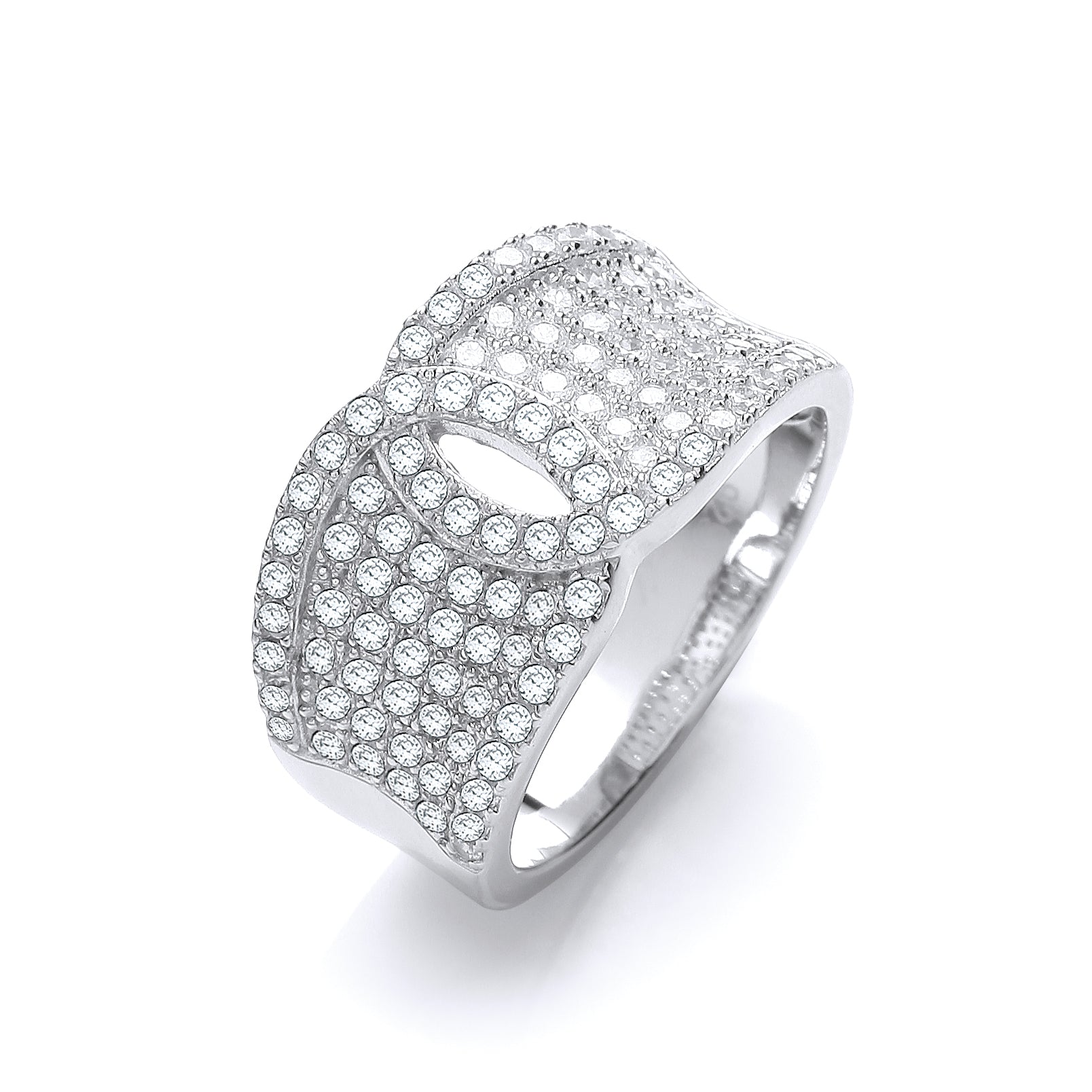 J-JAZ 925 Sterling Silver Micro Pave' White Cz Ring