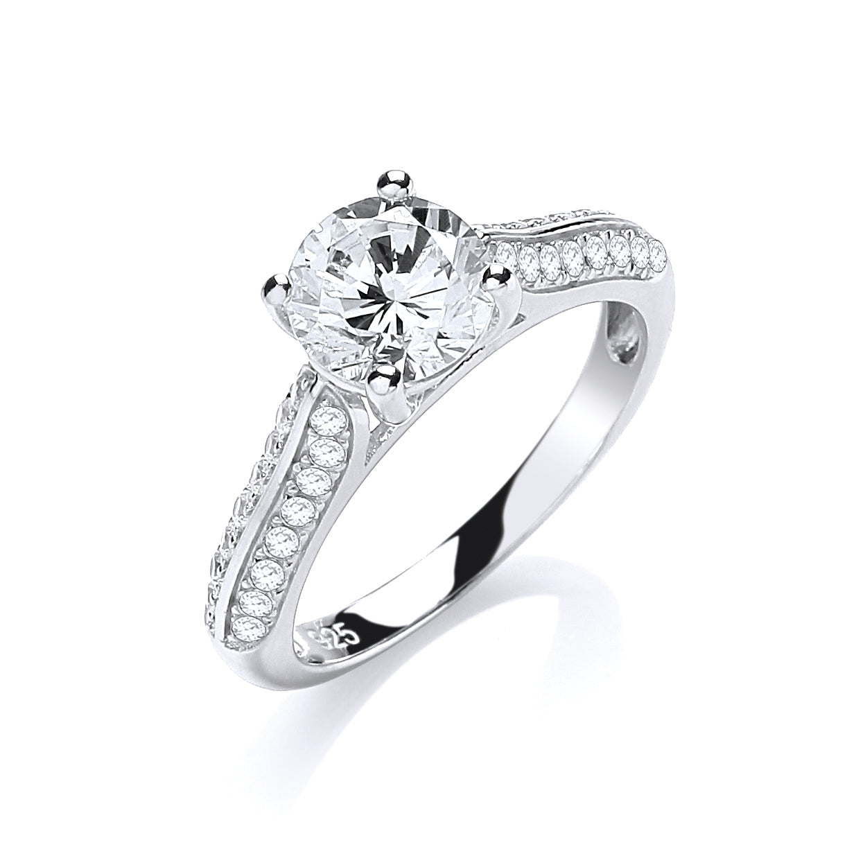 925 Sterling Silver Micro Pave' Solitaire Cz Ring