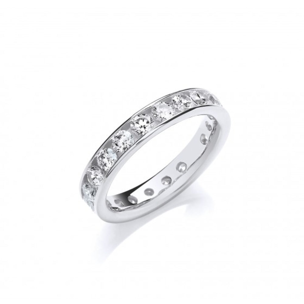 925 Sterling Silver 4mm Full ET Round Brilliant Cz Ring - J Jaz