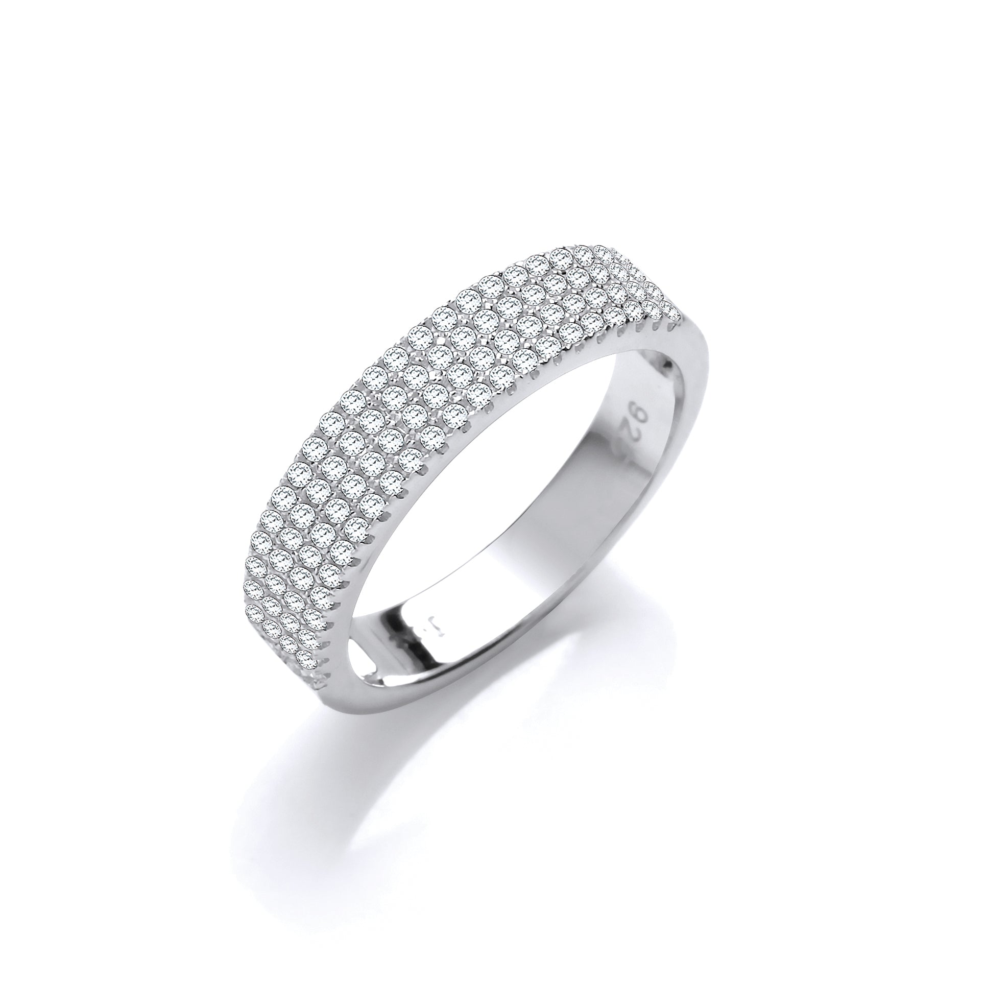 925 Sterling Silver Micro Pave' Half ET Cz Ring