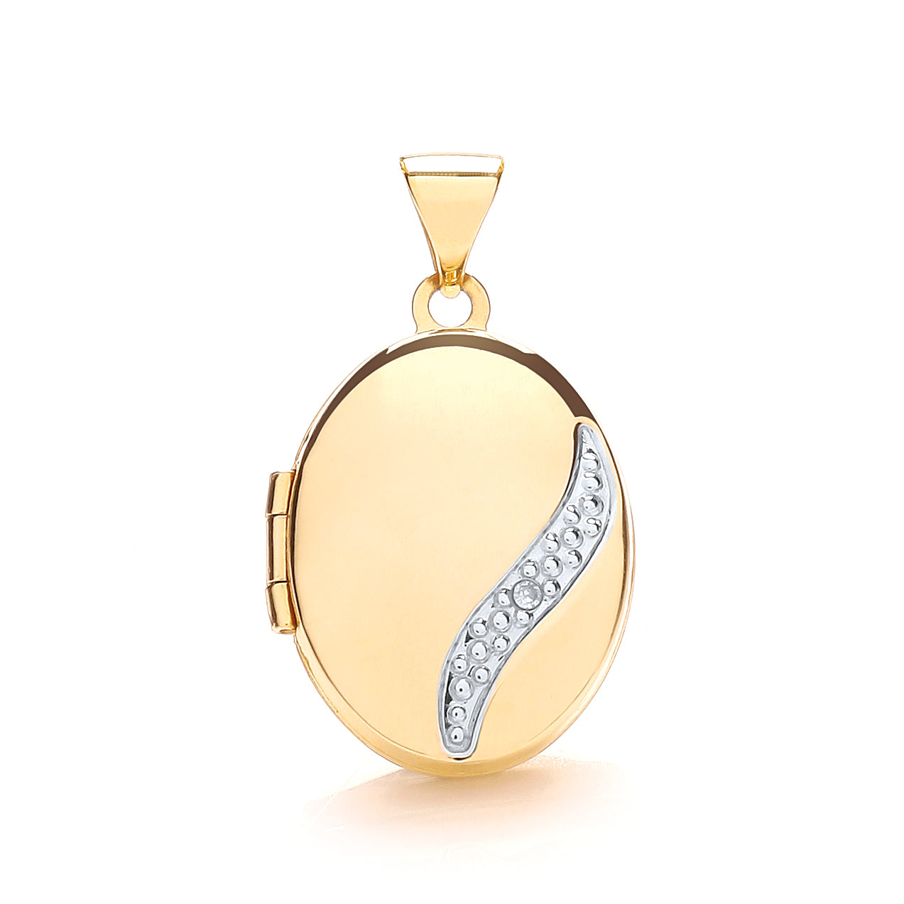 9ct Yellow Gold Oval Locket with Diamond