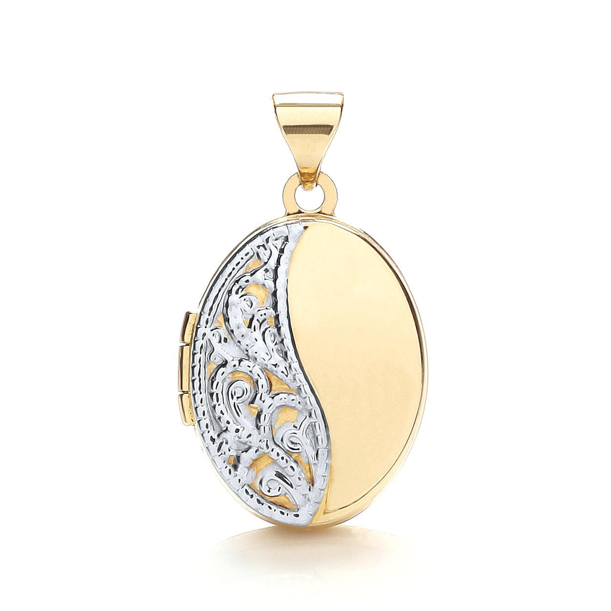 9ct Yellow & White Gold Oval Shaped Locket