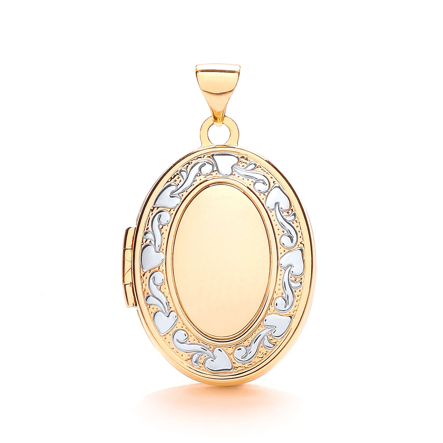 9ct White & Yellow Oval Shaped Locket